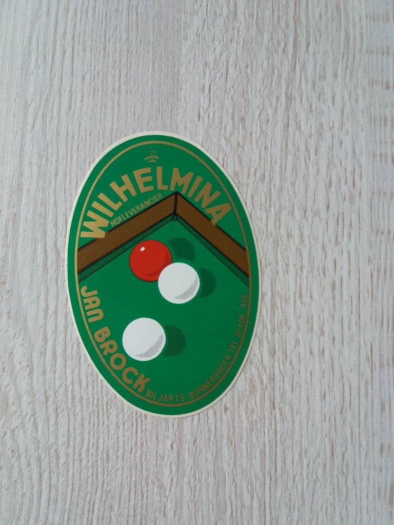 sticker WILHELMINA biljart, Ophalen of Verzenden, Zo goed als nieuw, Merk