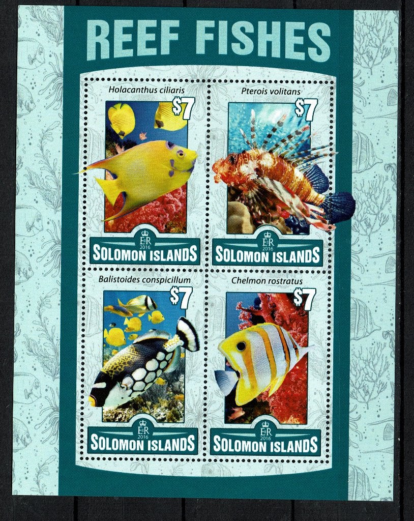 solomon is 2016 pf blok vissen fishes zeeleven, Postzegels en Munten, Ophalen of Verzenden, Postfris, Dier of Natuur