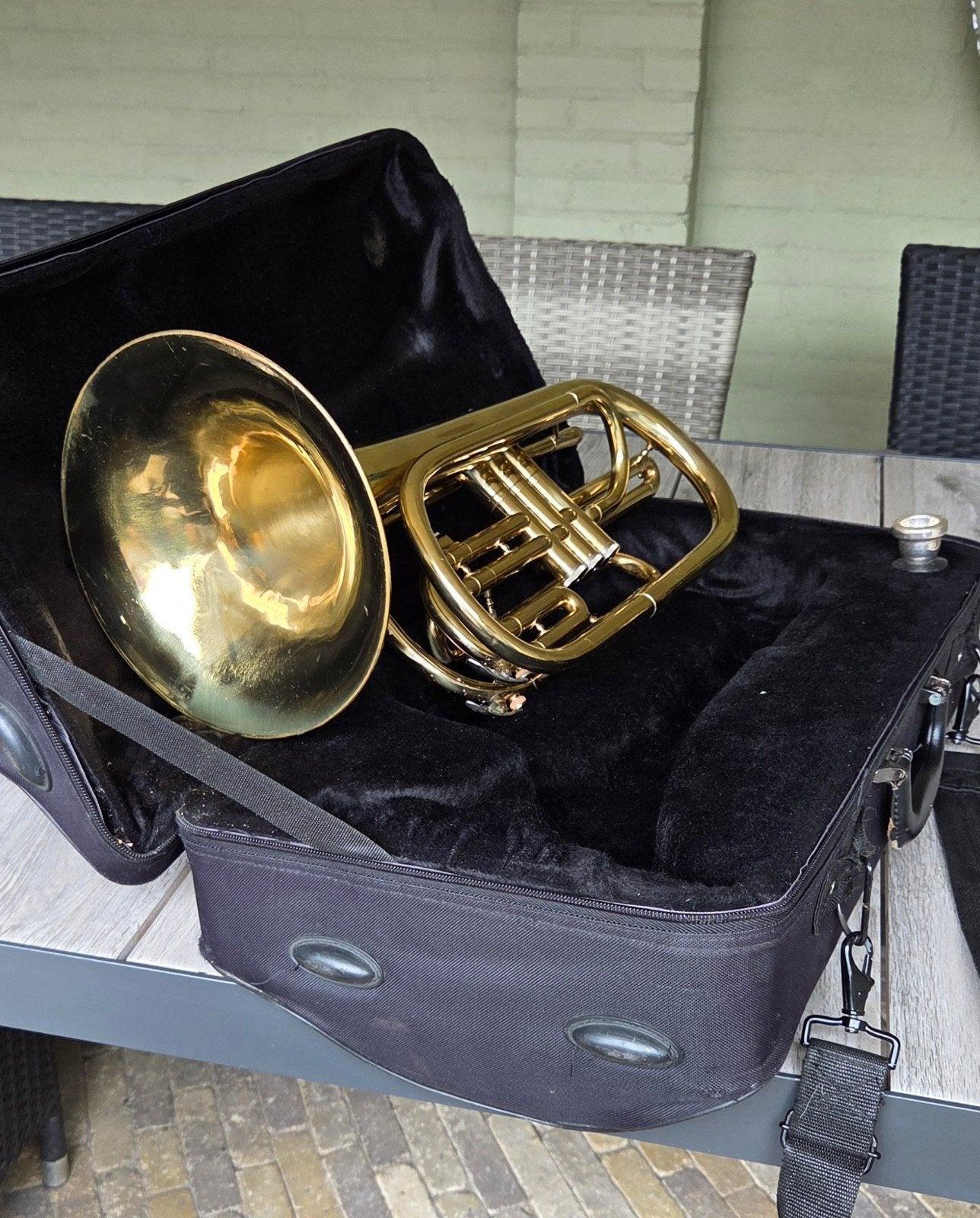 Euphonium/Bariton met ventielen - Goed onderhouden, Ophalen of Verzenden, Gebruikt, Overige typen, Met koffer