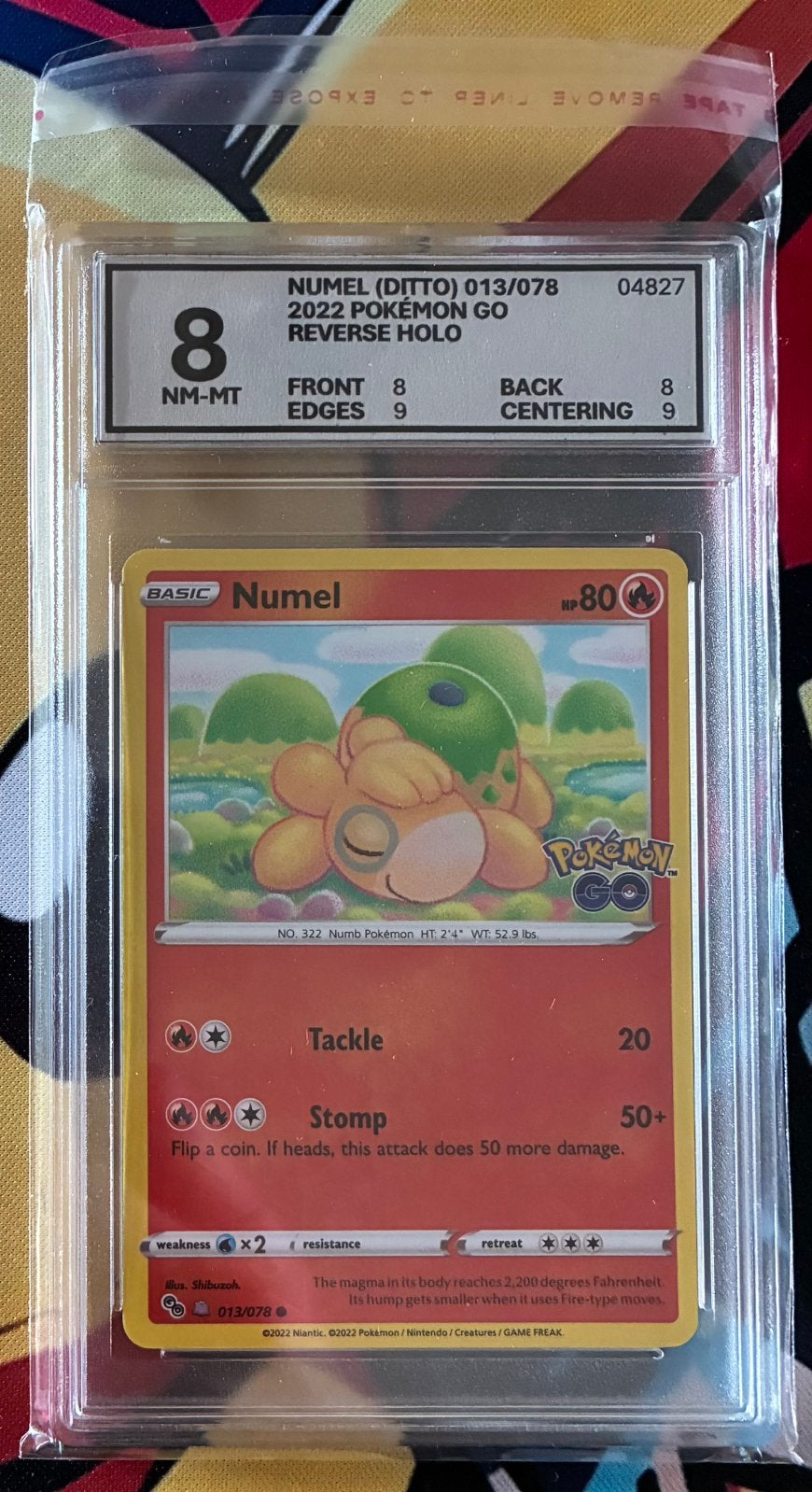 Numel Ditto 013/078 Pokémon GO Reverse Holo – Woetoe Grade 8, Ophalen of Verzenden, Zo goed als nieuw, Losse kaart, Foil
