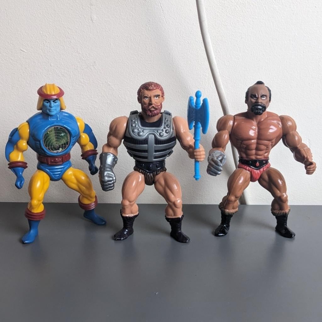 MOTU He-Man: Fisto 1983, Jitsu 1983, Sy-Klone 1984, Ophalen of Verzenden, Gebruikt