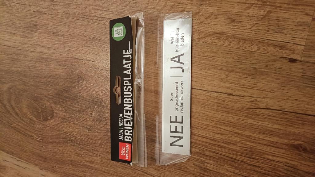 Brievenbus plaatje zilverkleurig JA/JA of NEE/JA, Ophalen of Verzenden, Nieuw, Staal