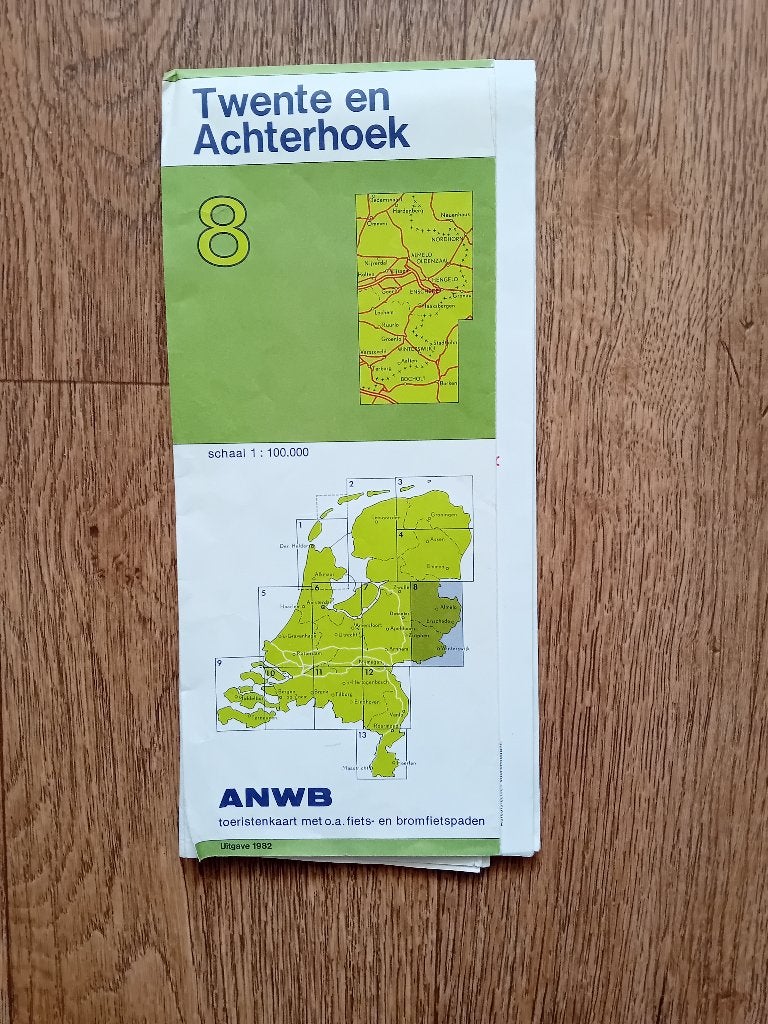 ANWB Toeristenkaart 8 -Twente/Achterhoek, Verzamelen, Ophalen of Verzenden, Gebruikt