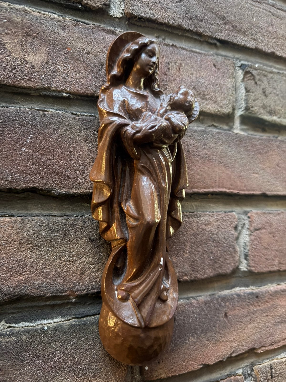 Mariabeeld met kind heel oud 24cm hoog en 7 cm breed, Ophalen of Verzenden