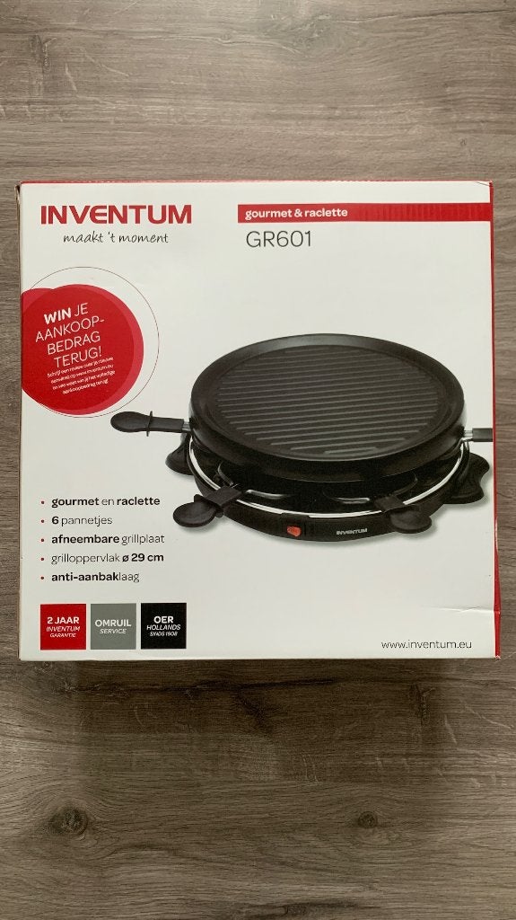 Inventum GR601 Gourmet & Raclette Grill - NIEUW, Witgoed en Apparatuur, Gourmetstellen, Ophalen of Verzenden, Nieuw, 4 t/m 7 personen