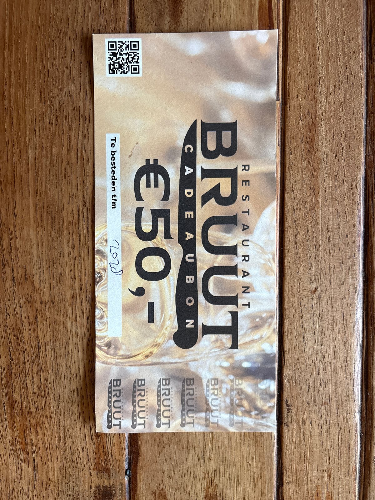 Cadeaubon Bruut in Roden, Tickets en Kaartjes, Kortingen en Cadeaubonnen, Eén persoon, Cadeaubon