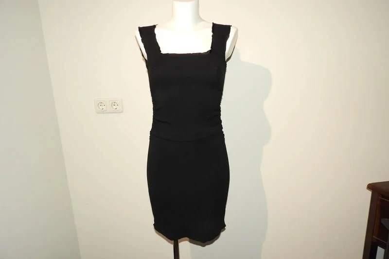 Dolce & Gabbana zwarte jurk gesmockte delen IT 40, Dolce & Gabbana, Verzenden, Zwart, Maat 34 (XS) of kleiner
