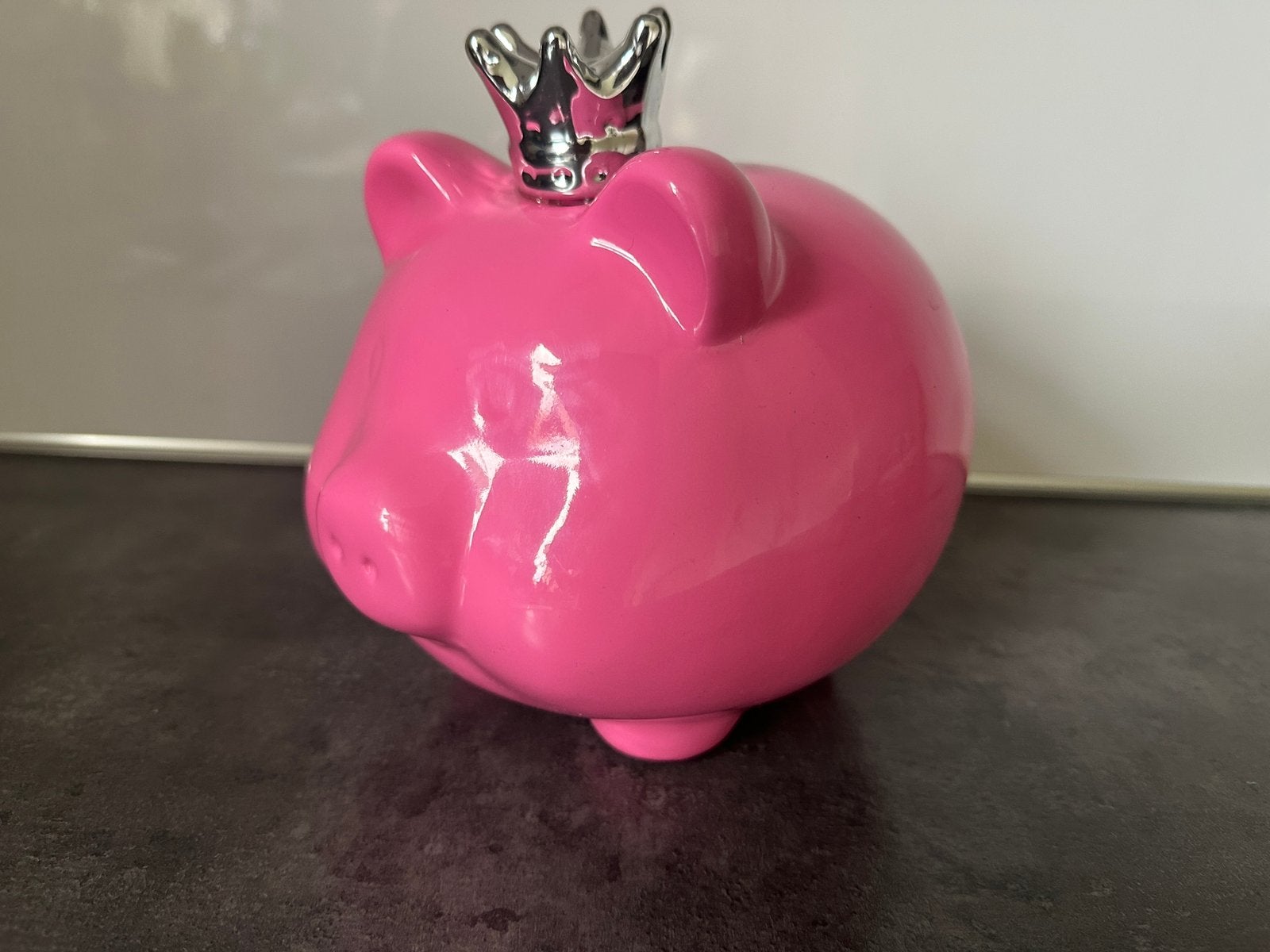 Spaarpot spaarvarken roze varken met kroon geglazuurd nieuw, Roze, Ophalen of Verzenden, Nieuw, Overige typen