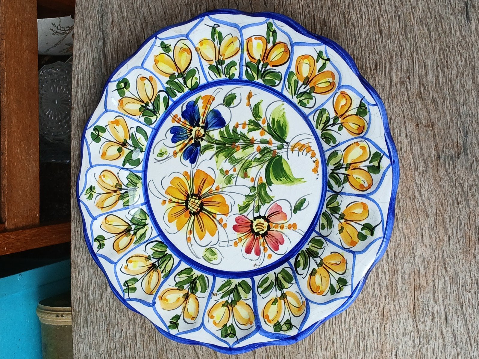 Decoratieve Wandbord Handgeschilderd Keramiek, Ophalen of Verzenden