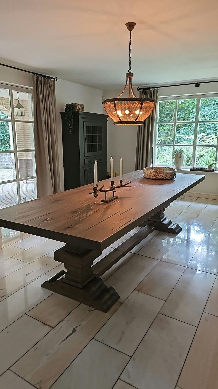 Massief eiken eettafel 300x100 cm - Zeer goed onderhouden, Ophalen, Eikenhout, 200 cm of meer, 50 tot 100 cm