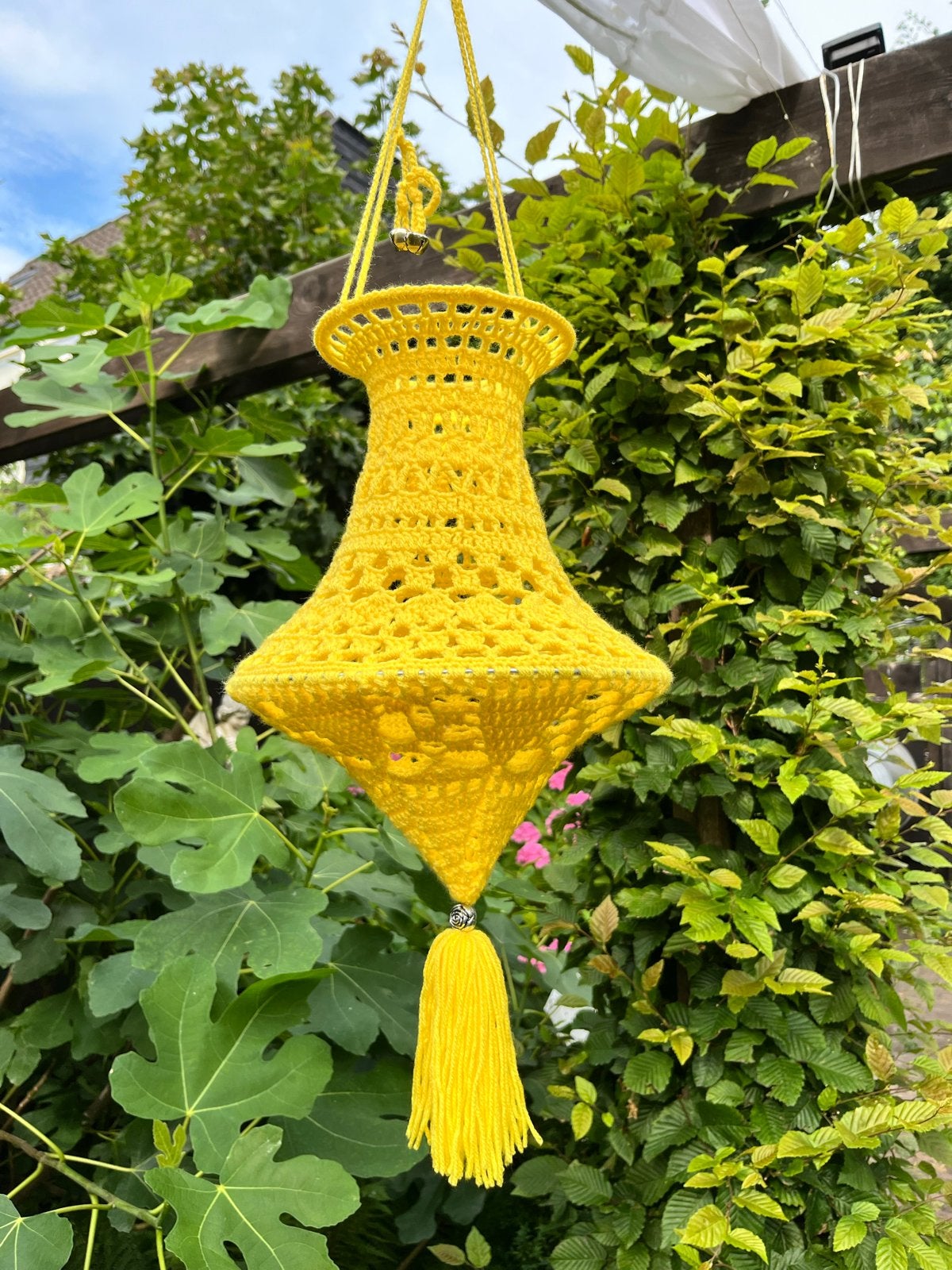 Gehaakte gele lampion van acryl, Ophalen of Verzenden, Nieuw, Geel, Textiel