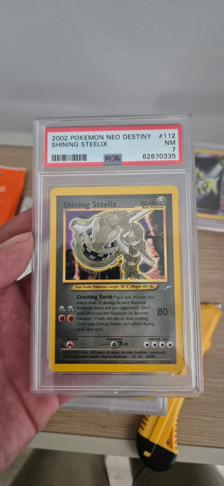 Pokémon Shining Steelix 2002 Neo Destiny PSA 7, Ophalen of Verzenden, Zo goed als nieuw, Losse kaart