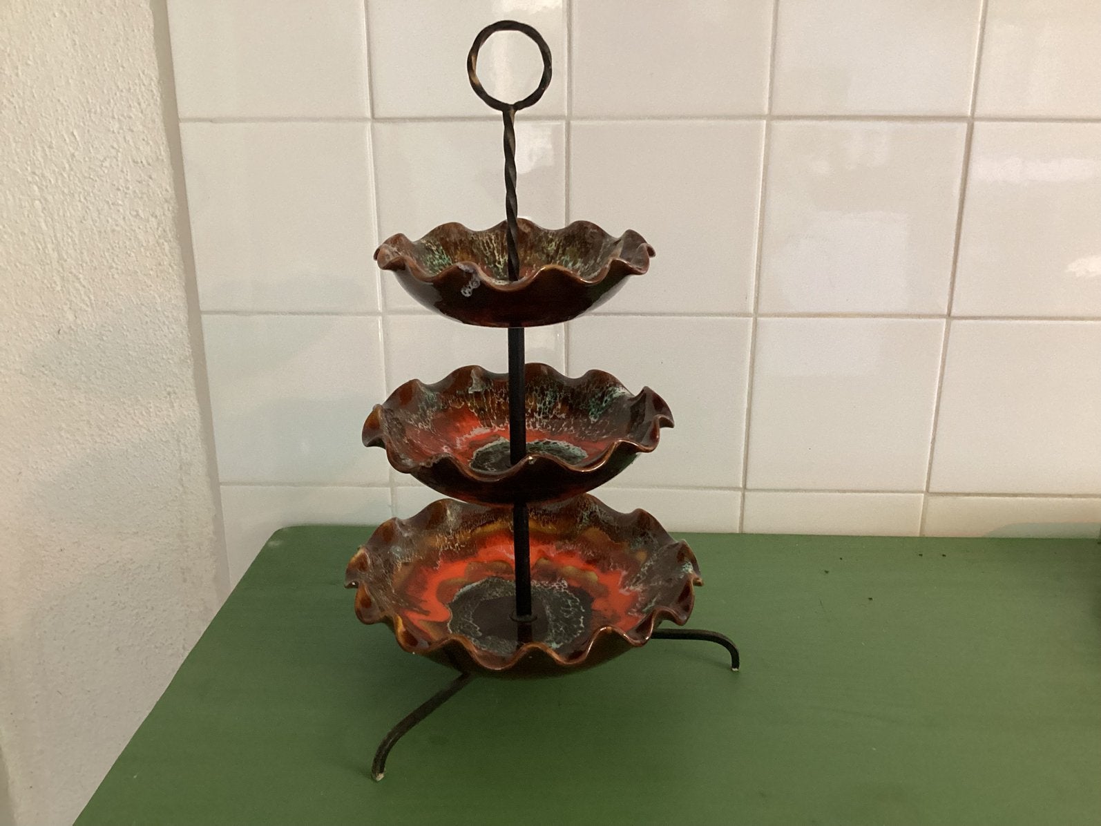 Etagiëre. Retro ‘Vallauris keramiek’ 1960-70. France., Etagère, Gebruikt, Ophalen of Verzenden, Steen/keramiek