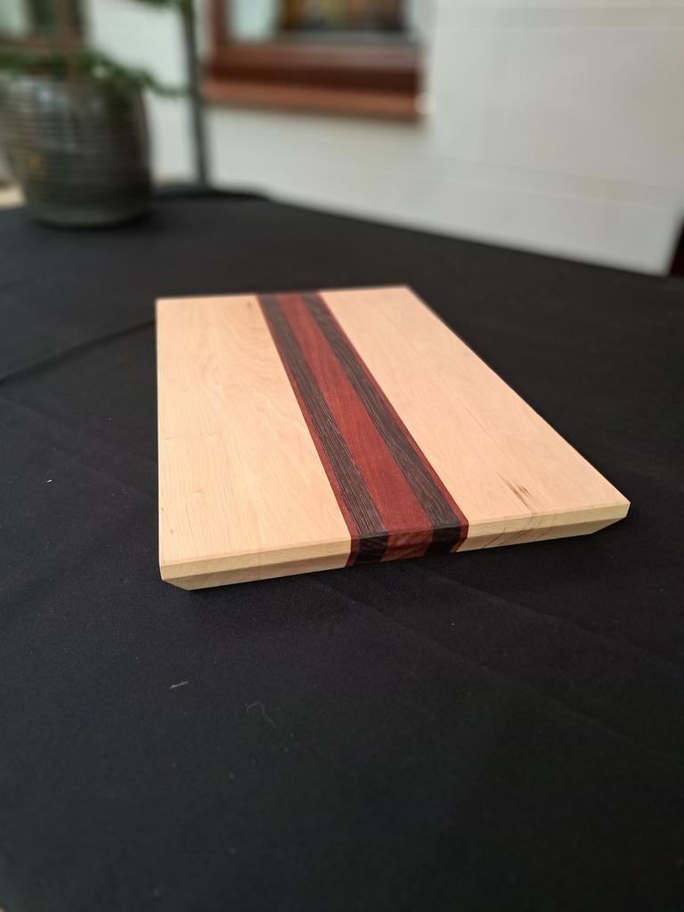 Houten snijplank met schuine rand - Plataan, Padouk, Wengé, Ophalen of Verzenden, Nieuw
