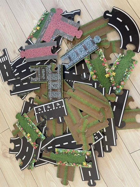 Te koop: autoweg puzzelstukken, verschillende soorten, Ophalen of Verzenden, Gebruikt