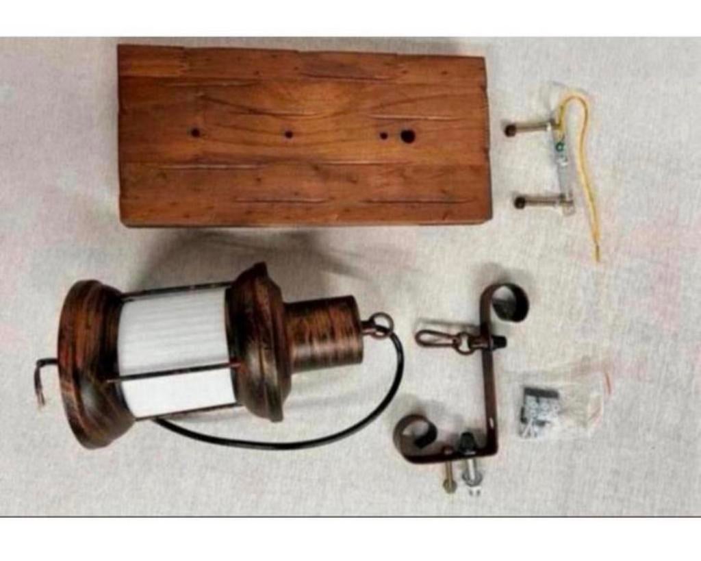 Alessio Wandlamp lantaarn brons op plank Vintage industrieel, Glas, Nieuw, Ophalen of Verzenden, H