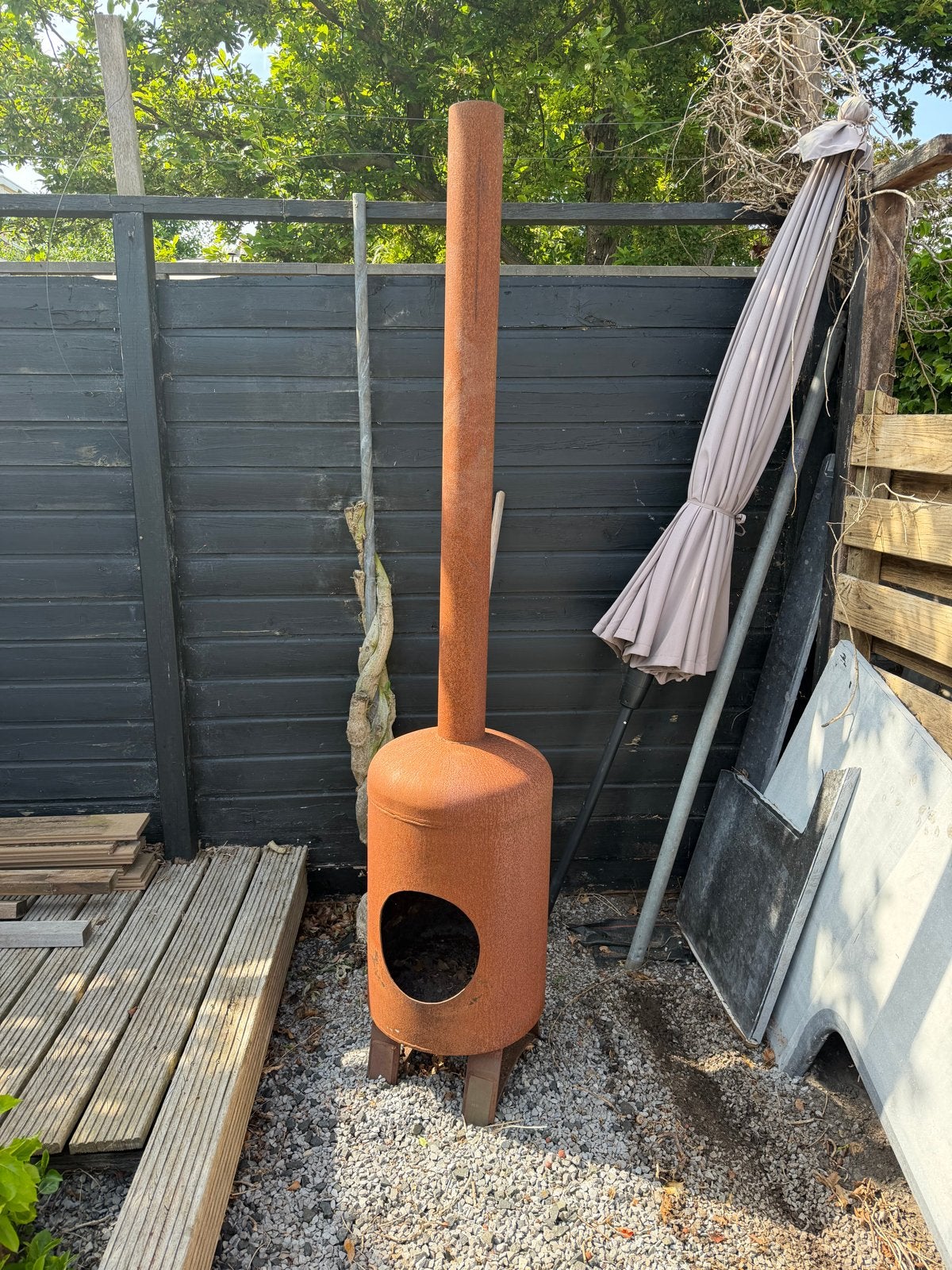 Grote tuinkachel/vuurkorf - 223 cm hoog, 45 cm diameter, Tuin en Terras, Ophalen, Gebruikt