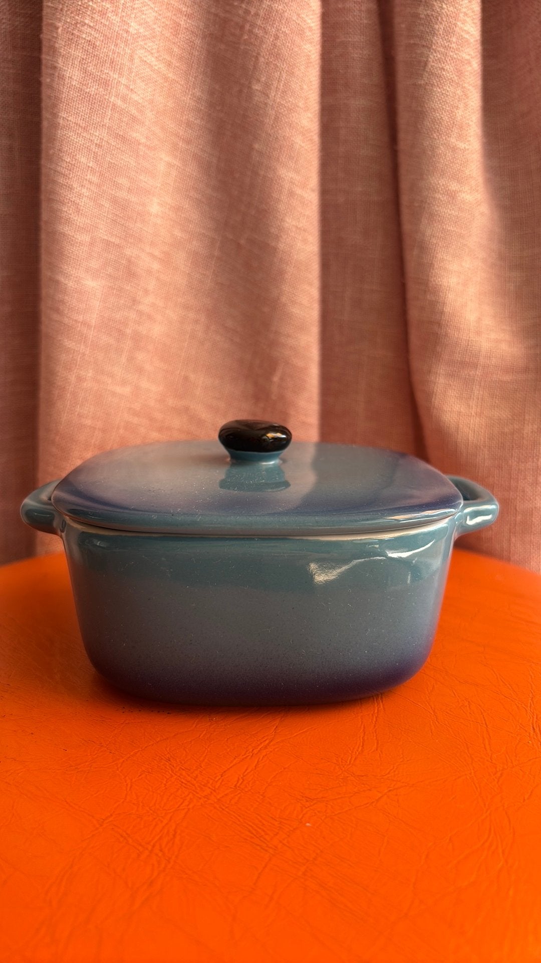 Blauwkleurig oven Pannetje met deksel, Ophalen of Verzenden, Zo goed als nieuw