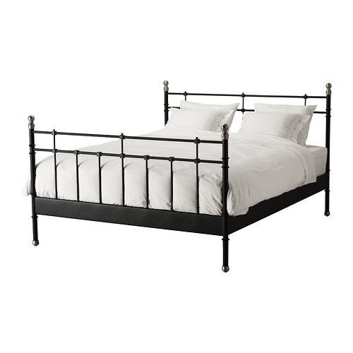 IKEA Tromsnes bedframe 160x200 - Zwart metaal, Ophalen, Gebruikt, Zwart, Tweepersoons