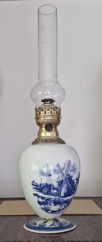 Oude tafel olielamp, Ophalen of Verzenden