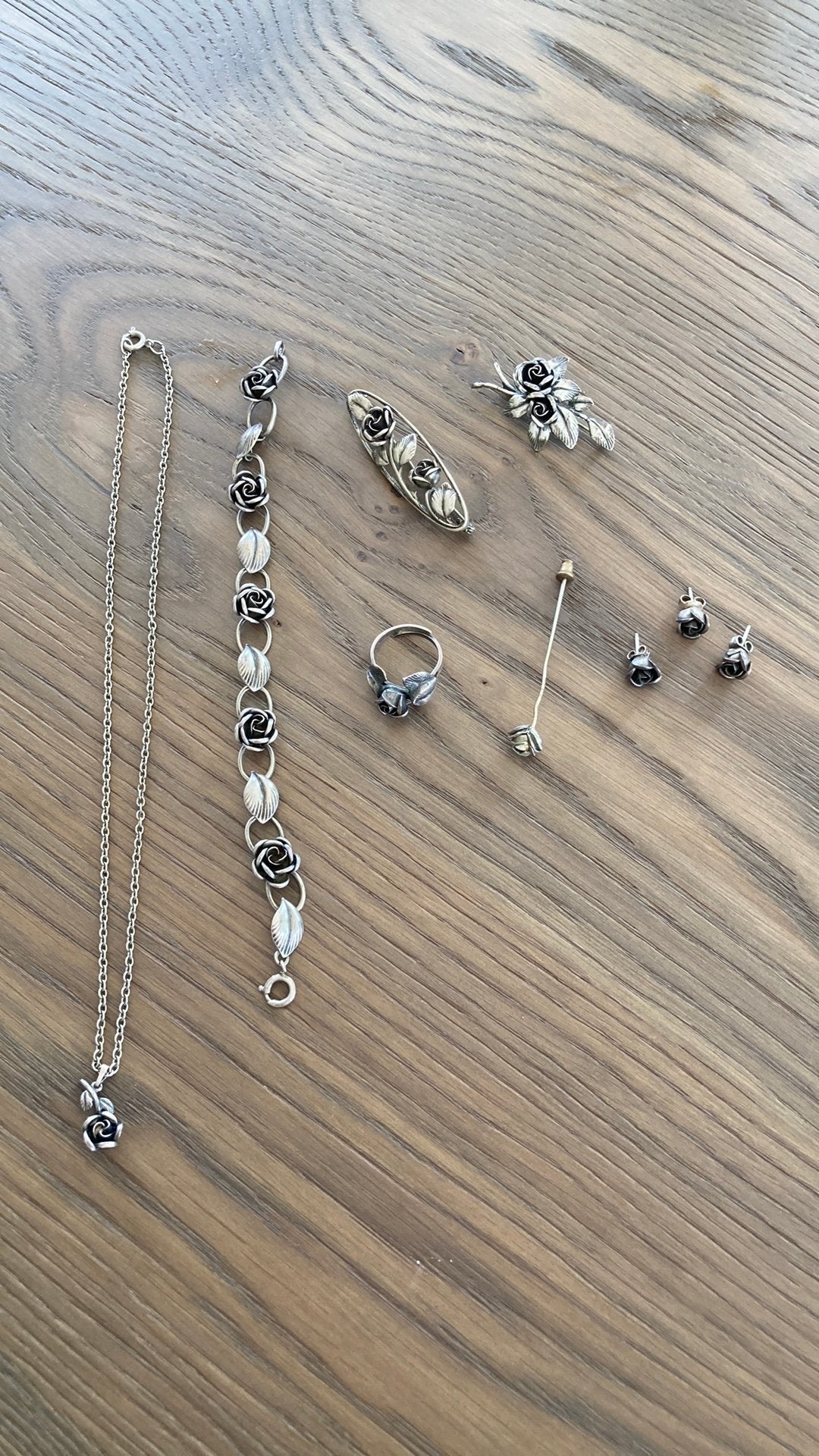 Zilveren sieradenset roos, Ophalen of Verzenden, Zilver