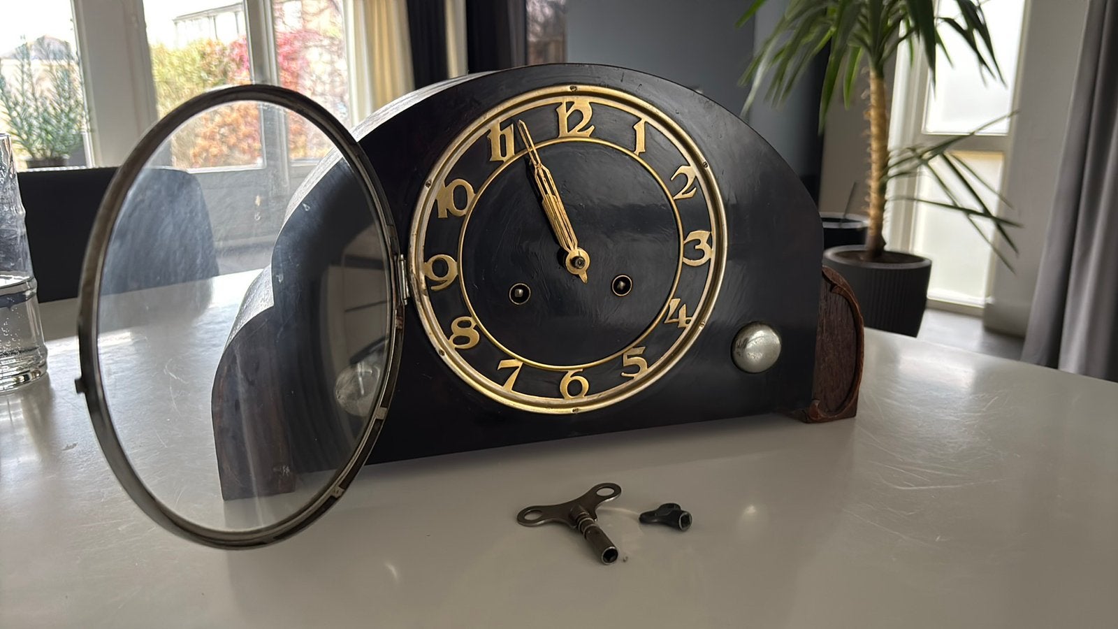Vintage Art Deco schoorsteenklok  pendule mechan ca jaren 30, Ophalen of Verzenden