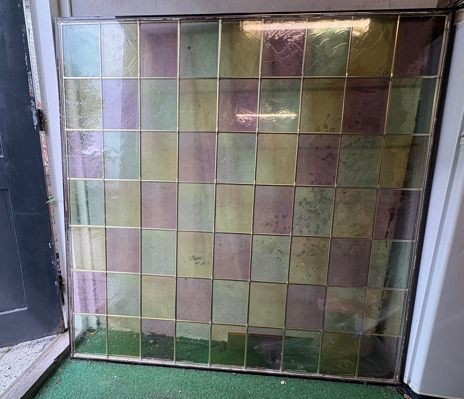 Glas in lood raam 149x149 cm, Ophalen of Verzenden, Zo goed als nieuw, Minder dan 80 cm, Glas in lood