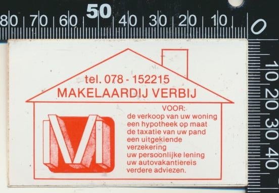 Sticker: Makelaardij Verbij, Ophalen of Verzenden, Zo goed als nieuw, Bedrijf of Vereniging