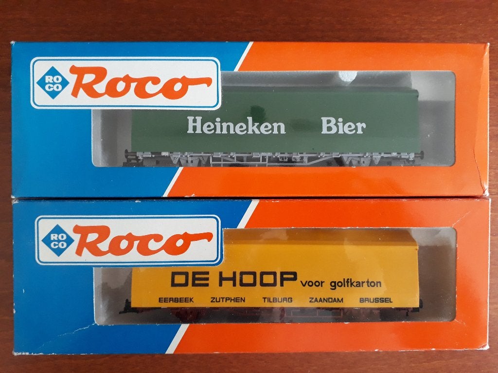 ROCO 46309 + 46311 - Goederenwagens "Heineken" en "De Hoop", Ophalen, Gebruikt, Gelijkstroom, Wagon