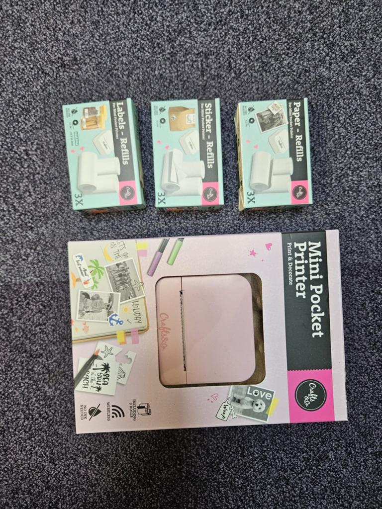 Crafts & Co Mini Pocket Printer met Navullingen, Computers en Software, Printers, Zwart-en-wit printen, Fotoprinter, Draadloos