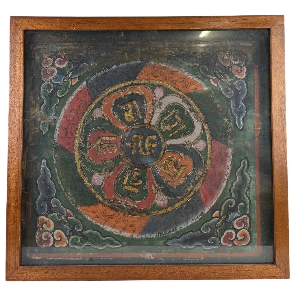 6165 cm Antieke Tibetaanse Thangka – Mandala, Tibet, 61 cm, Ophalen of Verzenden, Schilderij