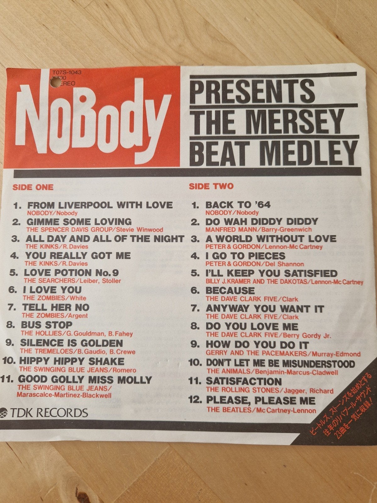 Nobody (Japan),  Presents The Mersey Beat Medley ., Ophalen of Verzenden, Zo goed als nieuw
