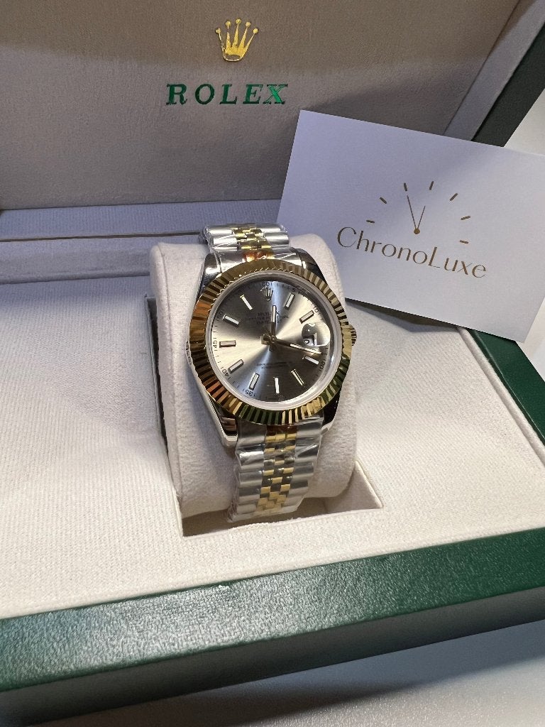 Rolex Datejust | Silver Gold | 41MM, Sieraden, Tassen en Uiterlijk, Sporthorloges, Nieuw, iOS, Zilver, Ophalen of Verzenden