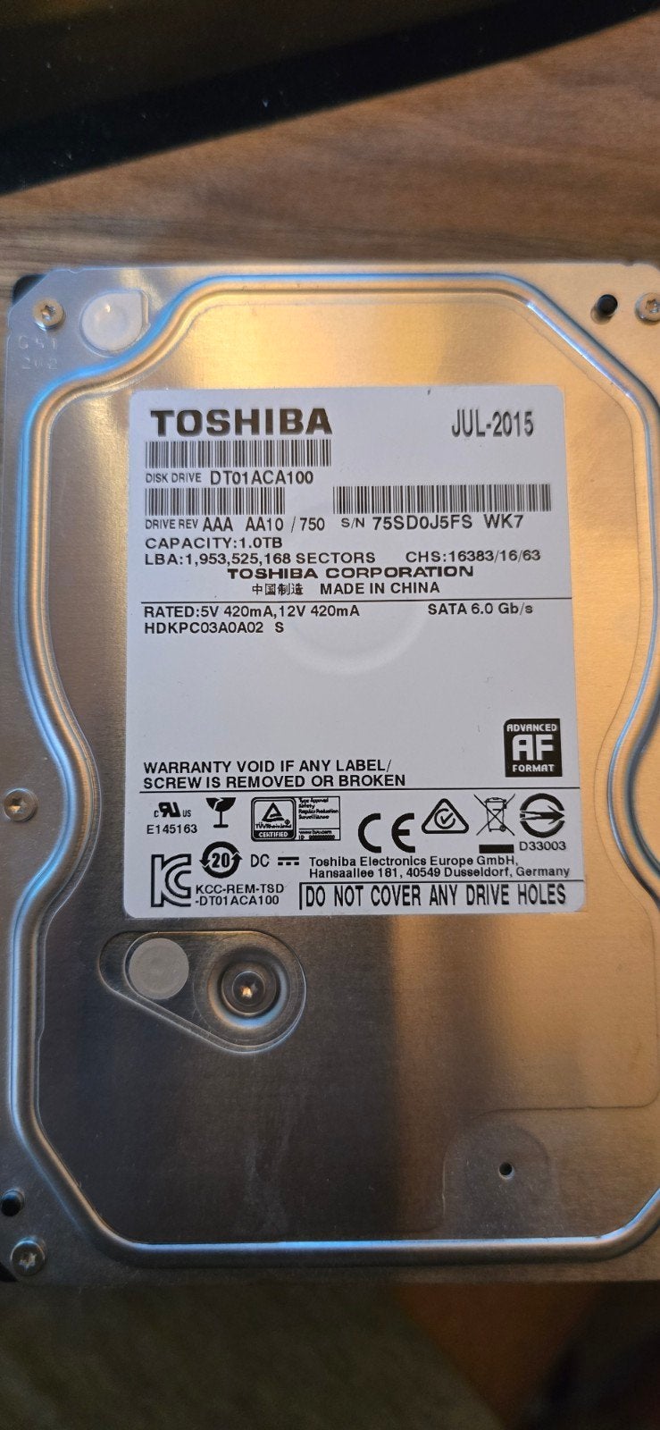 Toshiba DT01ACA100 1TB SATA Harde Schijf, Intern, Server, Ophalen of Verzenden, 1TB