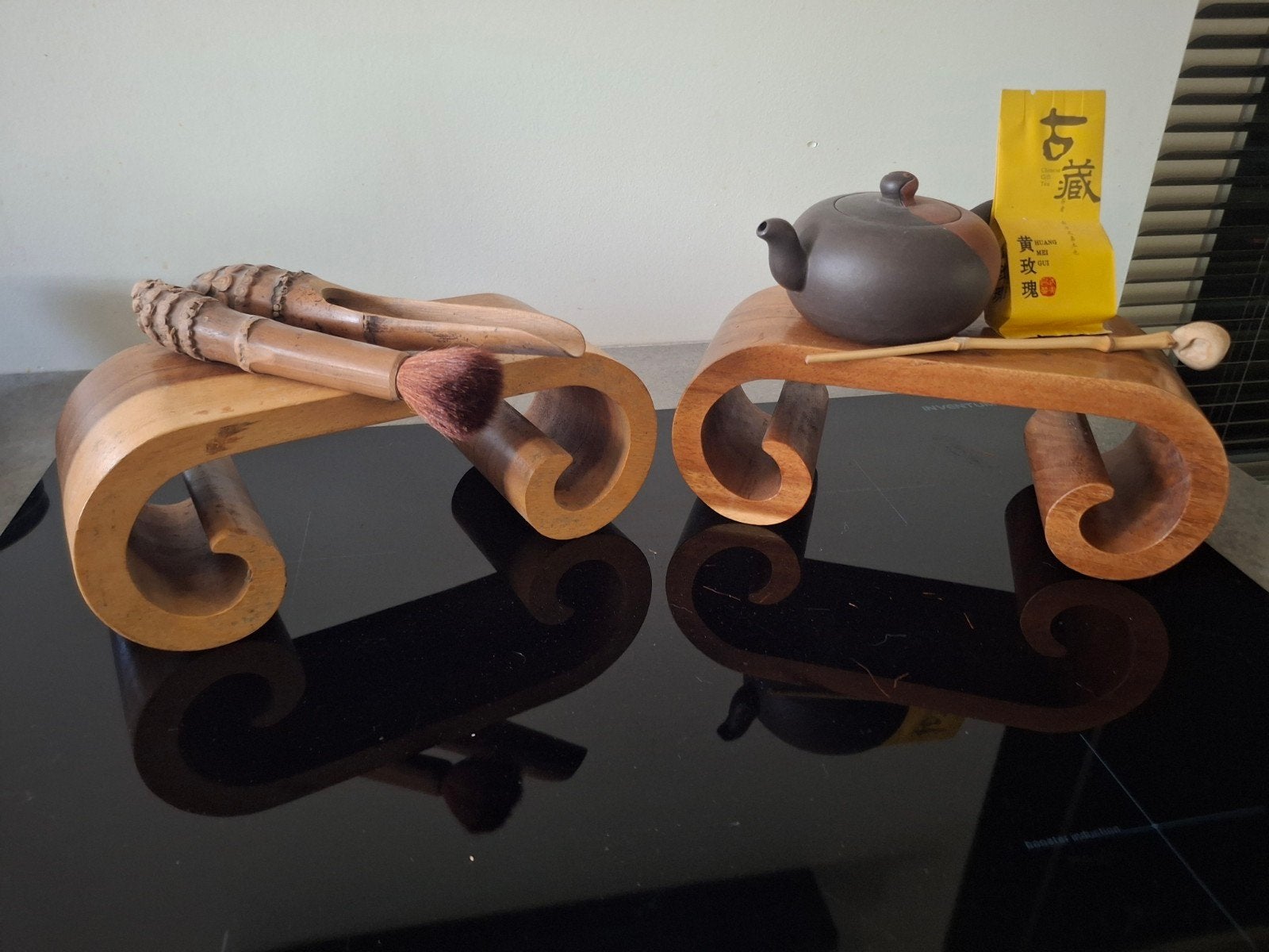 2 Chinese Houten Scroll Stands / theet/bonsaiafeltjes, Antiek en Kunst, Ophalen of Verzenden