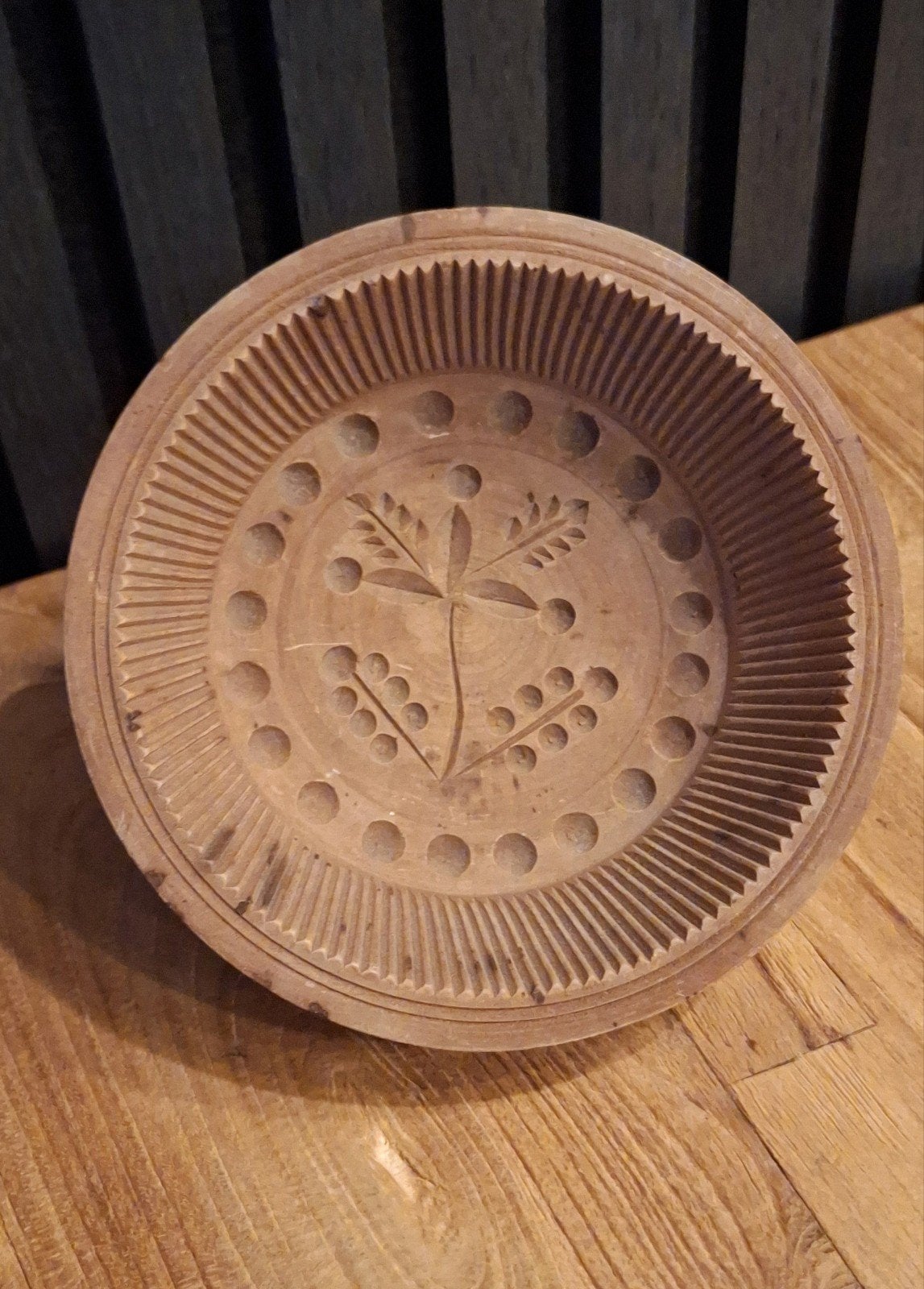 Antieke houten botervorm met decoratief patroon, Ophalen of Verzenden
