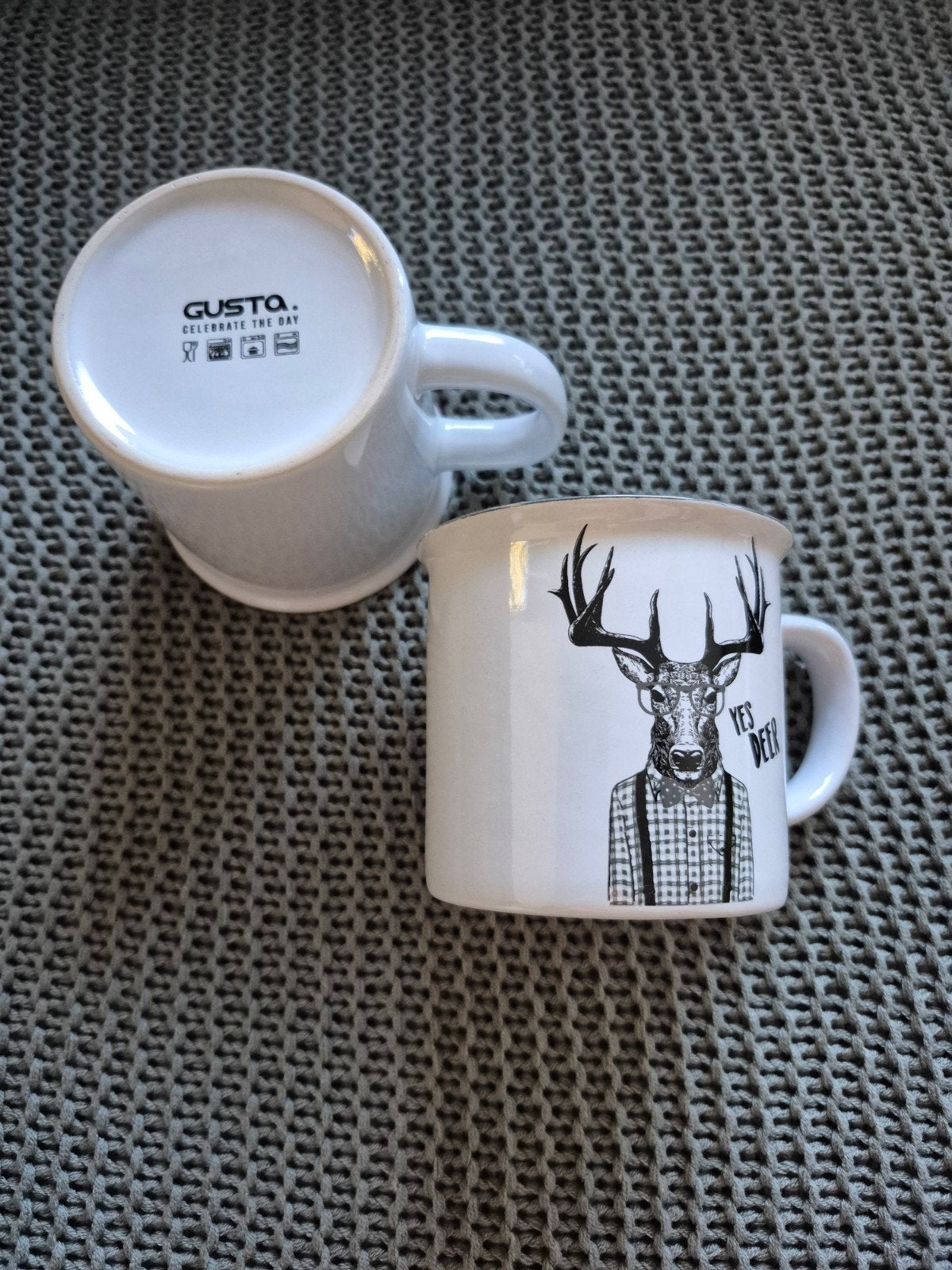 Gusta mokken met hert print - set van 2, Ophalen of Verzenden, Nieuw, Keramiek, Mok