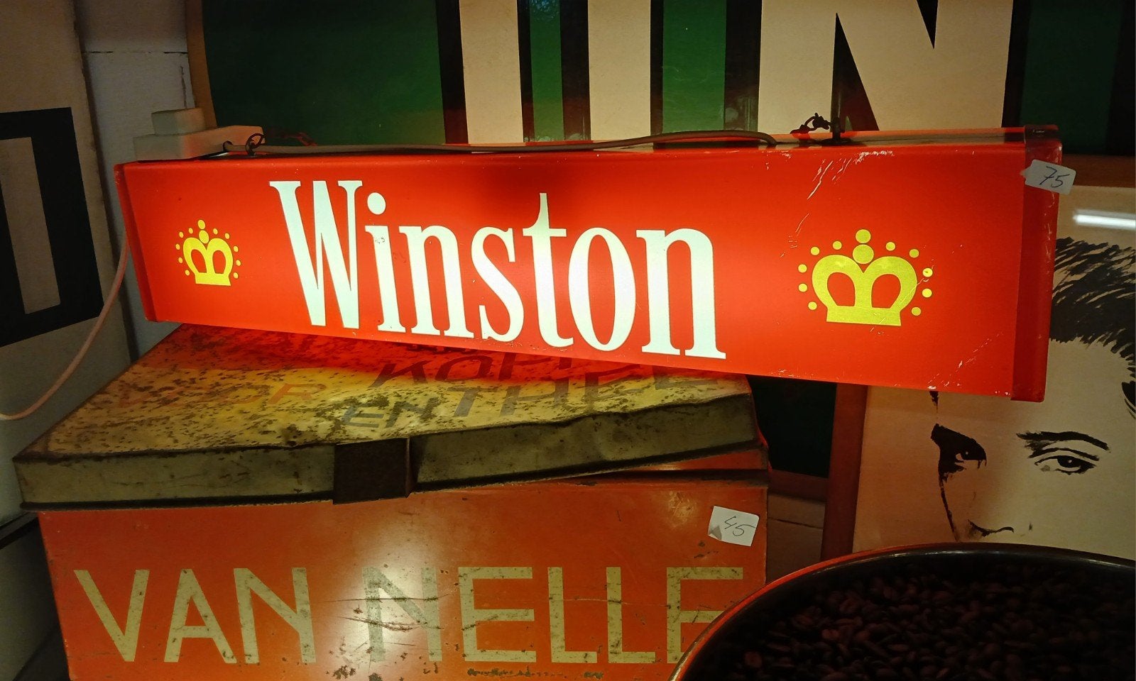 Vintage Winston lichtreclame.dubbelzijdig, Ophalen of Verzenden