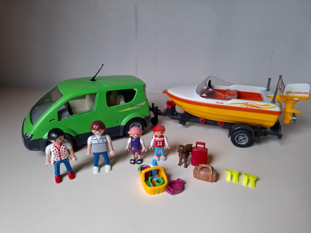 Playmobil gezinsauto met speedboot 4144, Kinderen en Baby's, Speelgoed | Playmobil, Ophalen of Verzenden