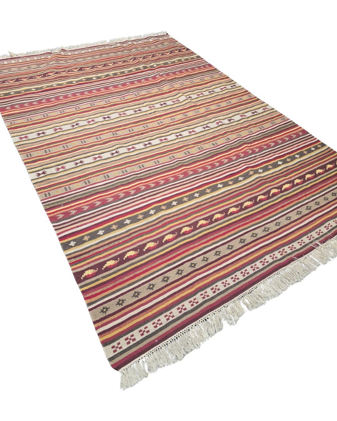 Tribal Kelim Turkije 240x170 handgeweven wollen vloerkleed, 1185VB, Blauw, De handelmaatschappij, 150 tot 200 cm