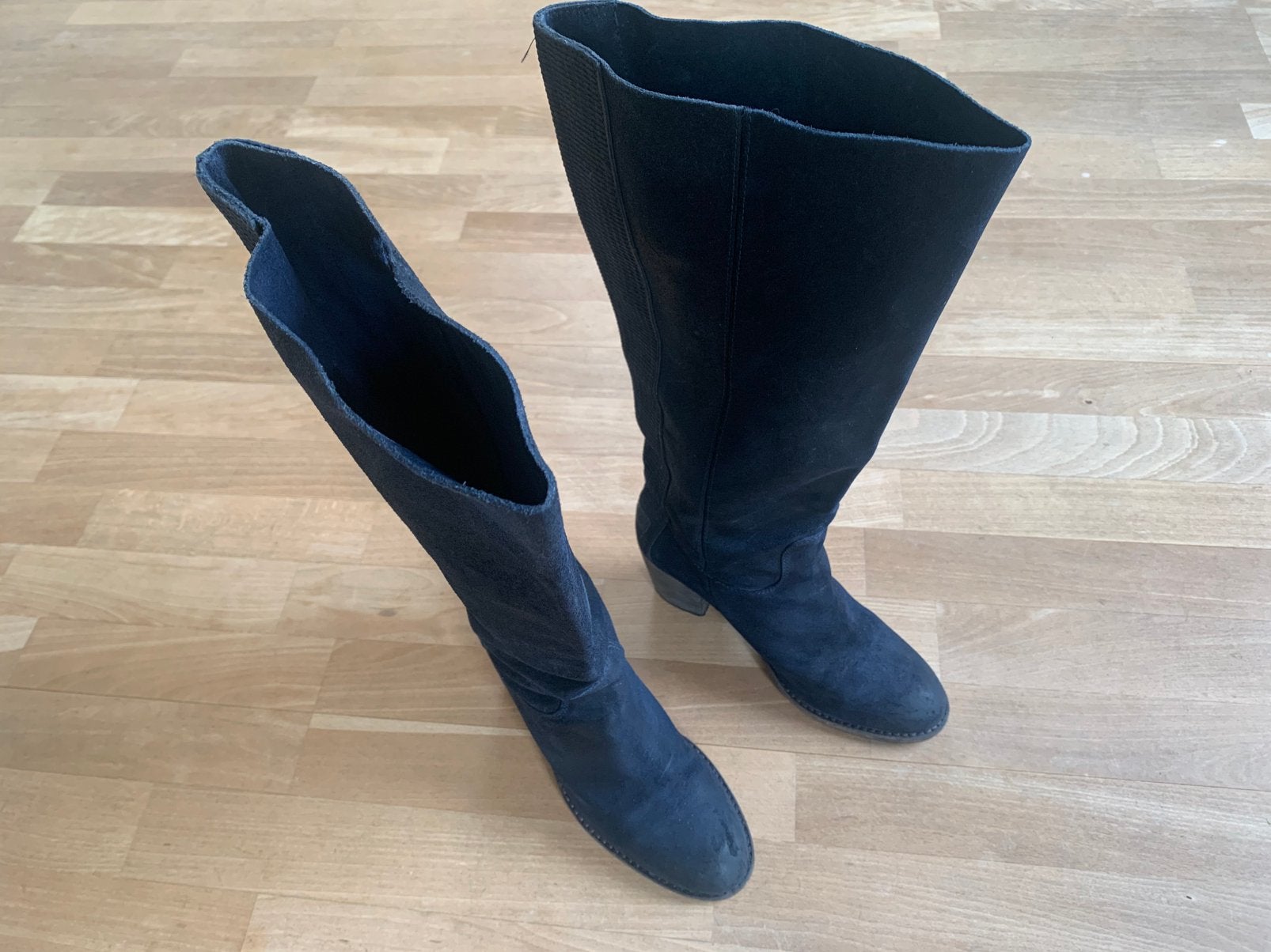 Blauwe Shabbies hoge laarzen suede, Hoge laarzen, Blauw, Ophalen of Verzenden, Gedragen
