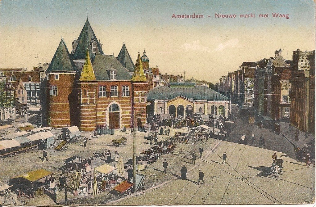 Amsterdam - Nieuwe Markt met Waag (ca. 1920), Ophalen of Verzenden, Voor 1920, Gelopen, Noord-Holland