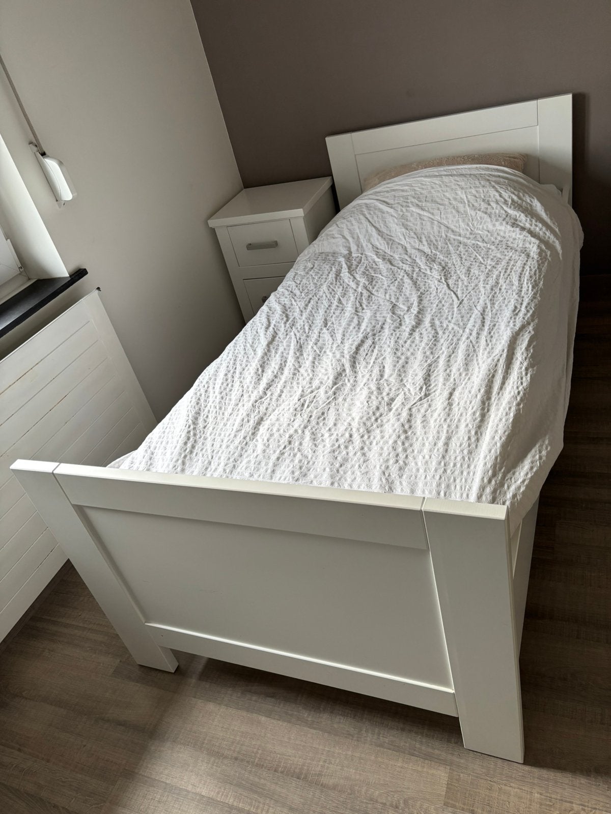 Bed wit Bopita Genova, Ophalen, 90 cm, Eenpersoons, Wit