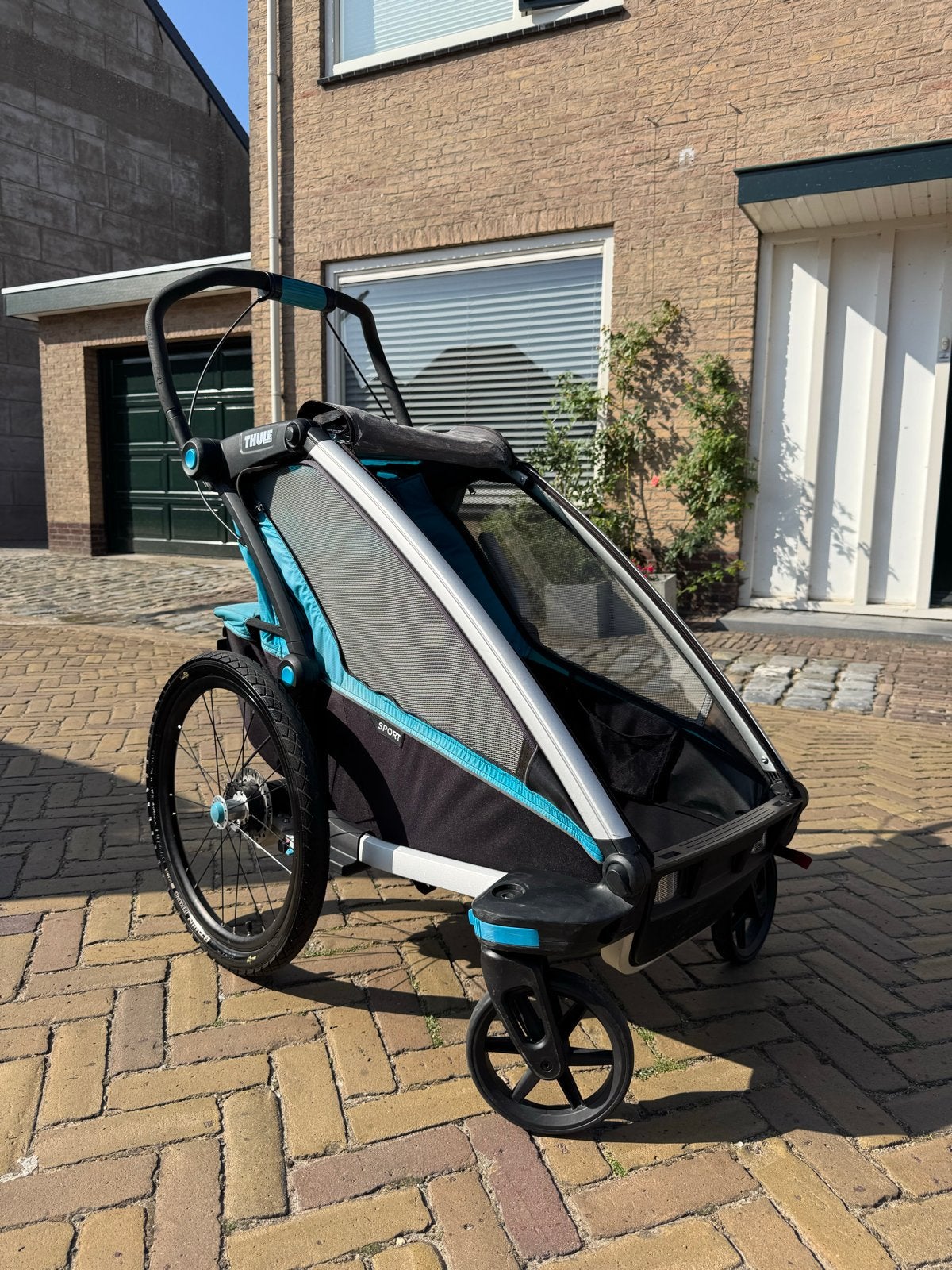 Thule Chariot Sport 1 blauw - Zeer compleet, Gebruikt, Vering, 20 tot 40 kg, Ophalen of Verzenden