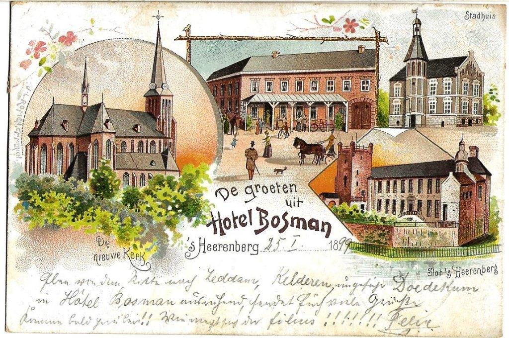 HOTEL BOSMAN LITHO 1899 RAADHUIS KASTEEL   nr  1850, Verzenden, Voor 1920, Gelopen, Gelderland