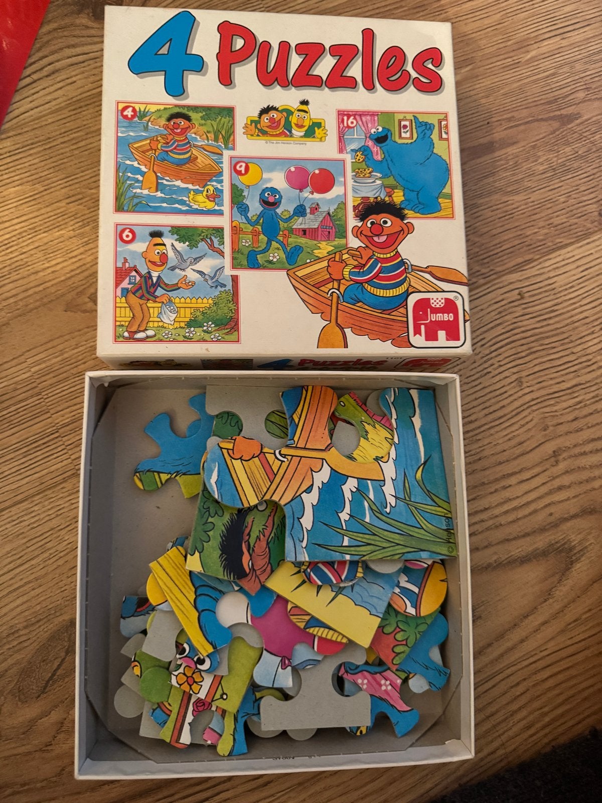 Jumbo Sesamstraat 4 Puzzels - Bert en Ernie, Ophalen of Verzenden, 10 tot 50 stukjes, Gebruikt, 2 tot 4 jaar