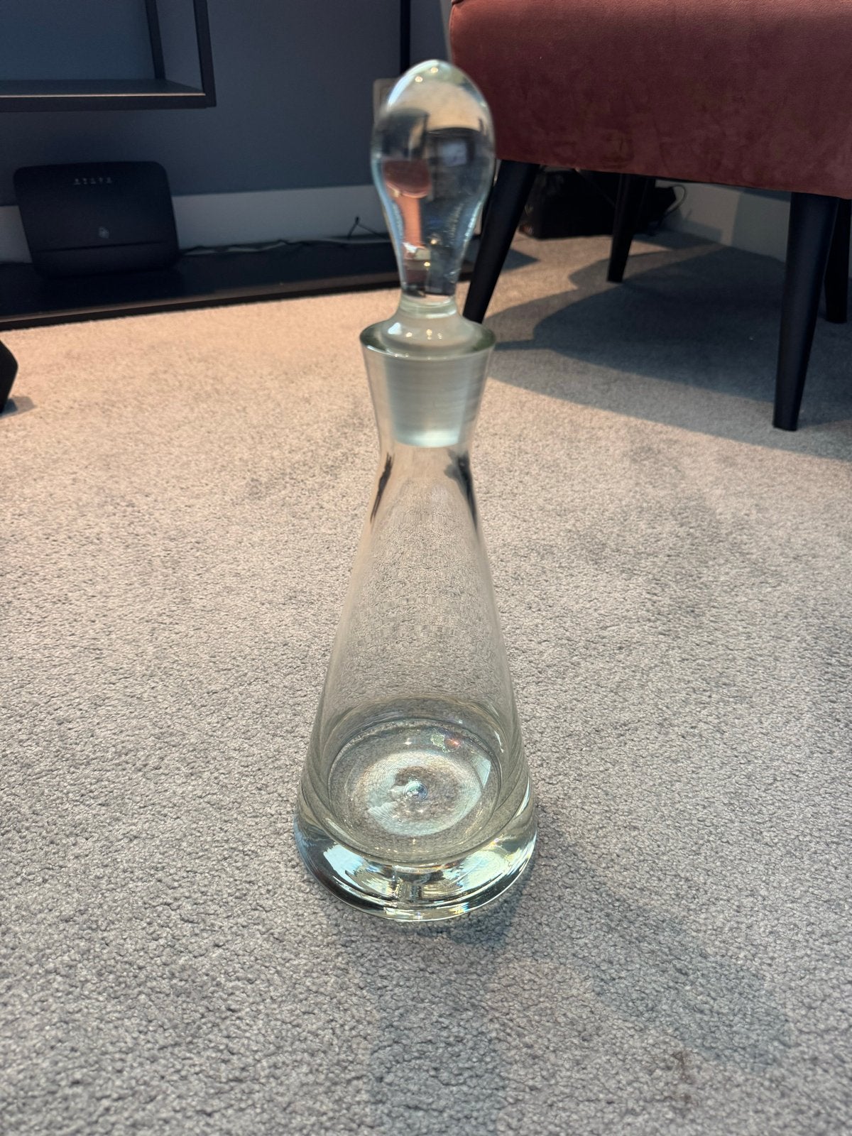 Glazen karaf met stop, 37 cm hoog, Antiek en Kunst, Ophalen of Verzenden