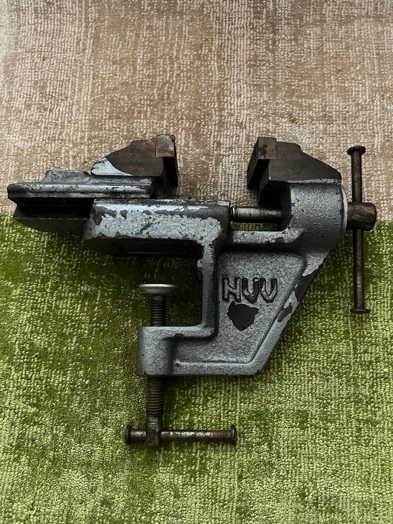 Vintage bankschroef mobiele, Ophalen of Verzenden, Gebruikt