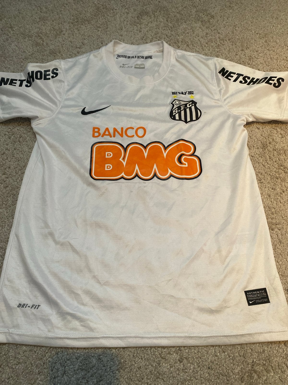 Neymar Jr. Santos FC Thuisshirt 2012 Maat M, Maat 48/50 (M), Wit, Ophalen of Verzenden, Zo goed als nieuw