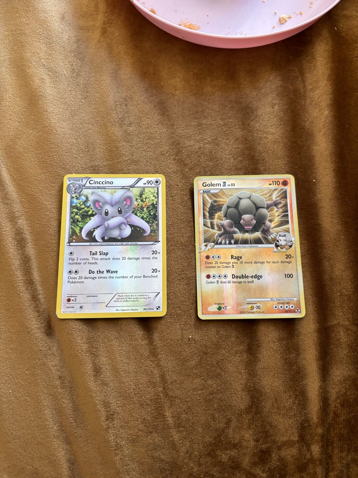 Pokémon kaarten: Cinccino en Golem, Ophalen of Verzenden, Gebruikt, Meerdere kaarten